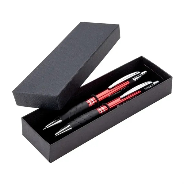 Two piece gift box with plunger action aluminum ballpoint pen and... from ASI 67866 Logomark/Valumark / Valumark™