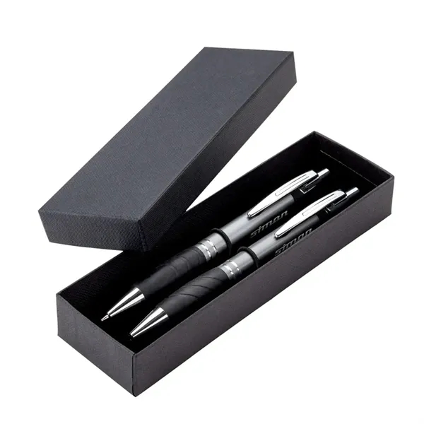 Two piece gift box with plunger action aluminum ballpoint pen and... from ASI 67866 Logomark/Valumark / Valumark™