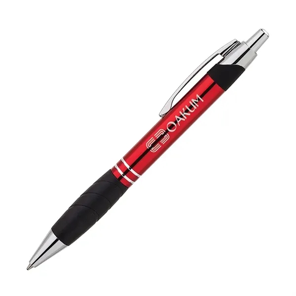 Aluminum ballpoint pen with plunger action mechanism, rubber grip and metal... from ASI 67866 Logomark/Valumark / Valumark™