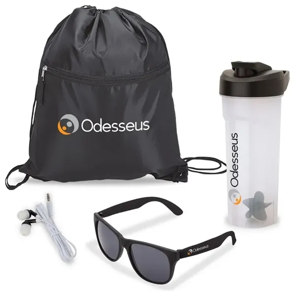 Four-piece gift set with 28 oz. PP shaker cup, UV400 sunglasses,... from ASI 67866 Logomark/Valumark