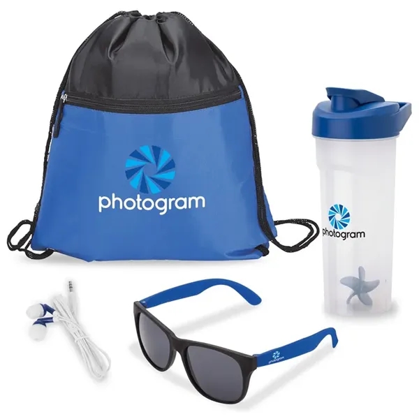 Four-piece gift set with 28 oz. PP shaker cup, UV400 sunglasses,... from ASI 67866 Logomark/Valumark
