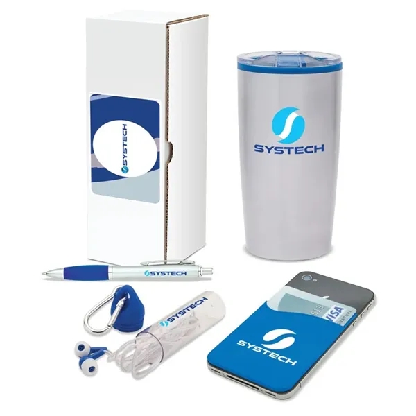 4 piece gift set with 20-ounce stainless steel tumbler, ballpoint pen,... from ASI 67866 Logomark/Valumark