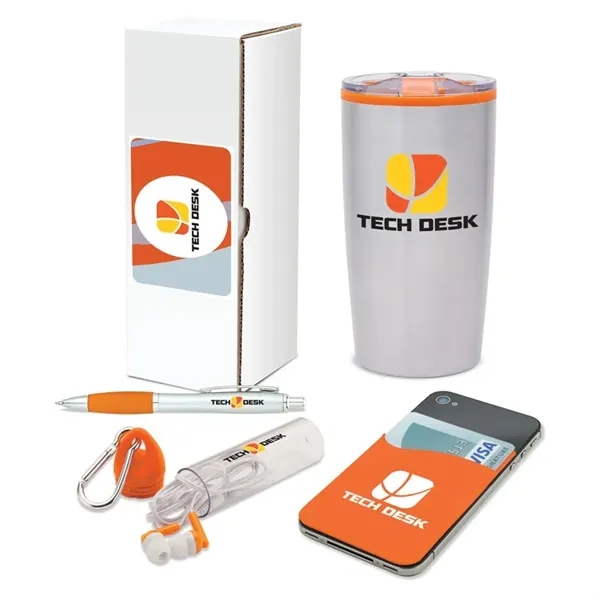 4 piece gift set with 20-ounce stainless steel tumbler, ballpoint pen,... from ASI 67866 Logomark/Valumark