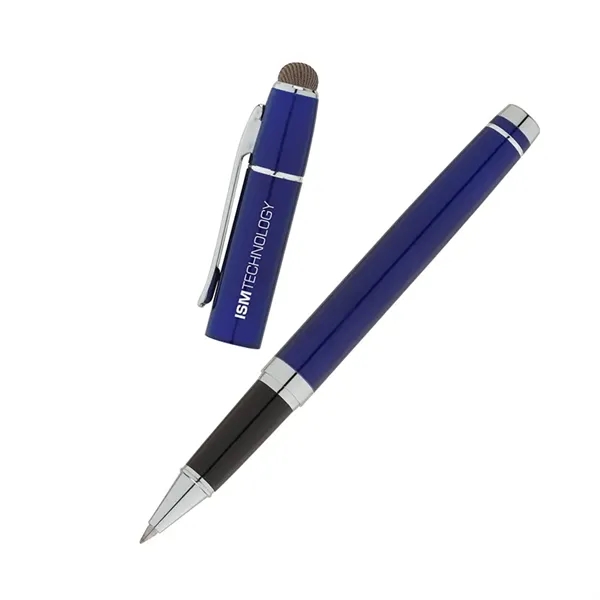 Euro-style cap-off rollerball pen with aluminum construction, chrome accents and conductive... from ASI 67866 Logomark/Valumark