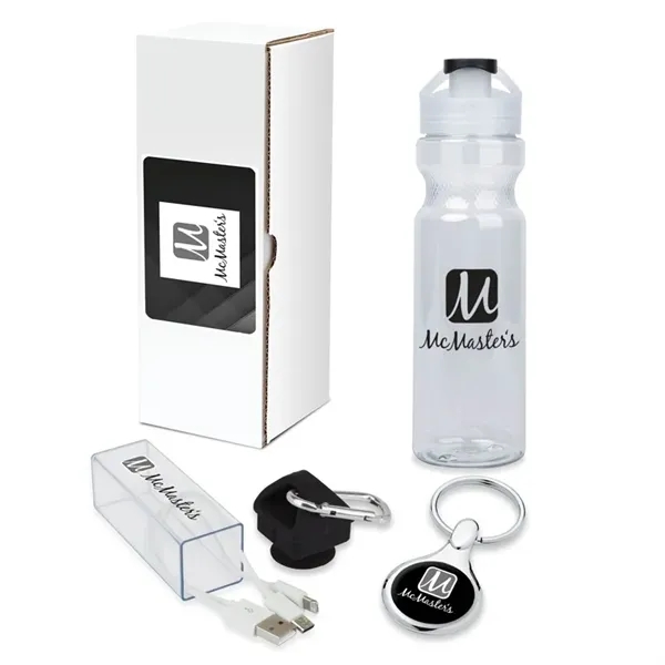 Gift set with 16-ounce double-wall tumbler, 3-in-1 charging cable with case... from ASI 67866 Logomark/Valumark