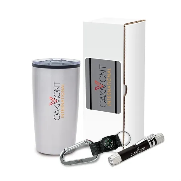 Victory safety gift set with 20 ounce stainless steel tumbler, aluminum... from ASI 67866 Logomark/Valumark