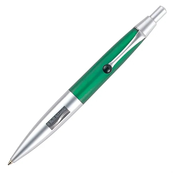 Ballpoint pen with aluminum construction, plunger action mechanism, matte silver finish... from ASI 67866 Logomark/Valumark