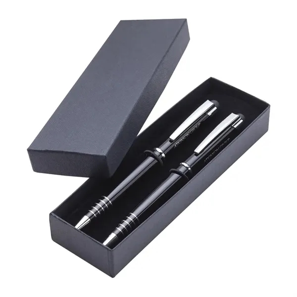 Twist-action aluminum ballpoint pen and mechanical pencil set with anodized finish,... from ASI 67866 Logomark/Valumark / Valumark™