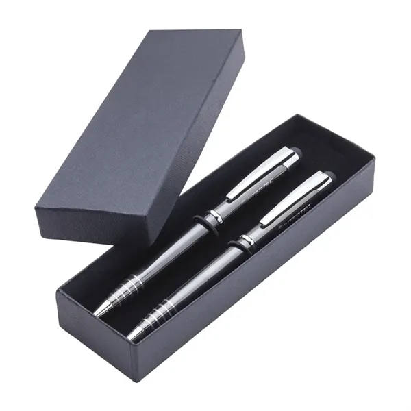 Twist-action aluminum ballpoint pen and mechanical pencil set with anodized finish,... from ASI 67866 Logomark/Valumark / Valumark™