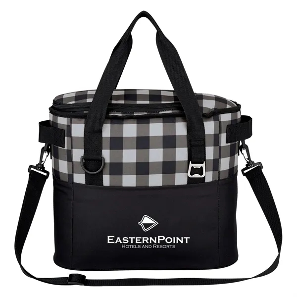 Polyester cooler bag with front pocket, adjustable shoulder strap, web carry... from ASI 61125 Hit Promotional Products / Hit®