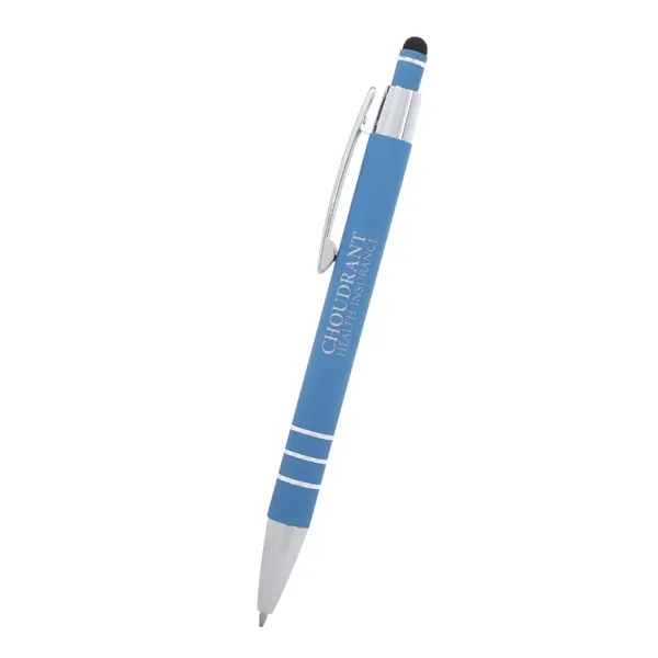 5 1/2" plunger-action pen with rubberized aluminum body and stylus on... from ASI 61125 Hit Promotional Products / Hit®