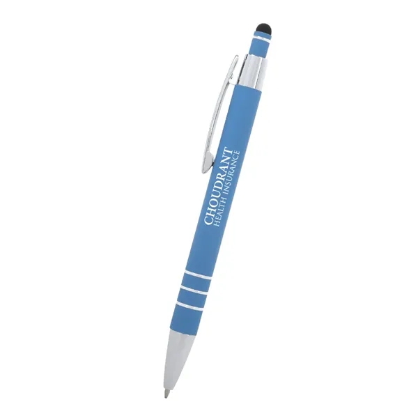 5 1/2" plunger-action pen with rubberized aluminum body and stylus on... from ASI 61125 Hit Promotional Products / Hit®