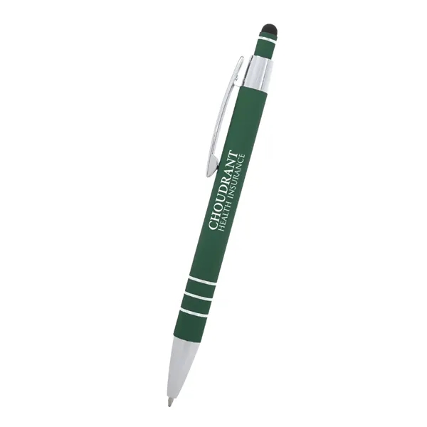 5 1/2" plunger-action pen with rubberized aluminum body and stylus on... from ASI 61125 Hit Promotional Products / Hit®