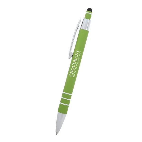 5 1/2" plunger-action pen with rubberized aluminum body and stylus on... from ASI 61125 Hit Promotional Products / Hit®