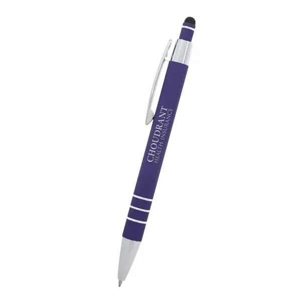 5 1/2" plunger-action pen with rubberized aluminum body and stylus on... from ASI 61125 Hit Promotional Products / Hit®