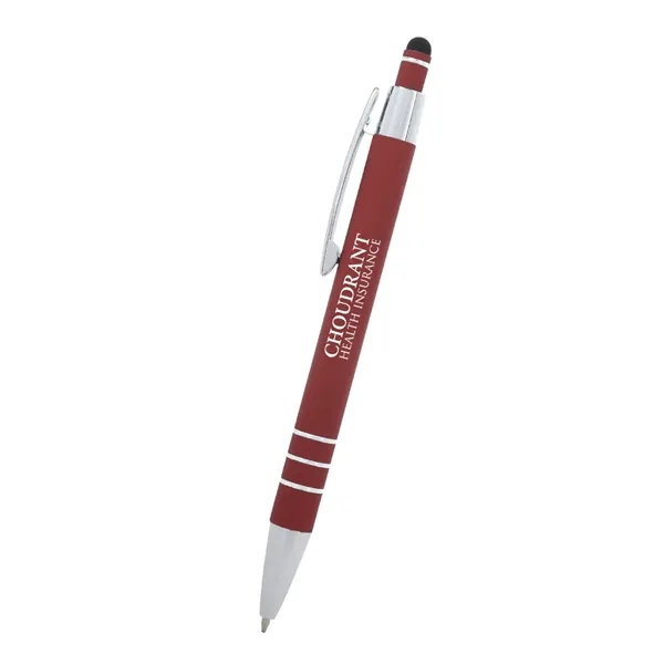 5 1/2" plunger-action pen with rubberized aluminum body and stylus on... from ASI 61125 Hit Promotional Products / Hit®