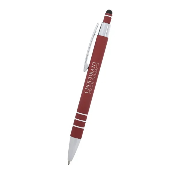 5 1/2" plunger-action pen with rubberized aluminum body and stylus on... from ASI 61125 Hit Promotional Products / Hit®