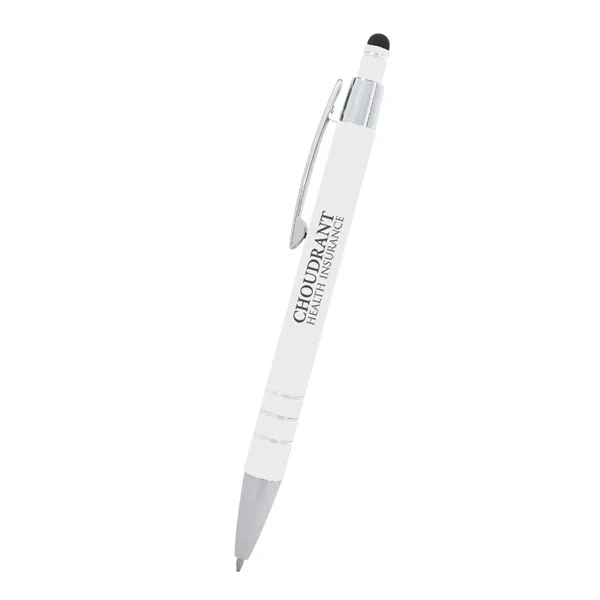 5 1/2" plunger-action pen with rubberized aluminum body and stylus on... from ASI 61125 Hit Promotional Products / Hit®