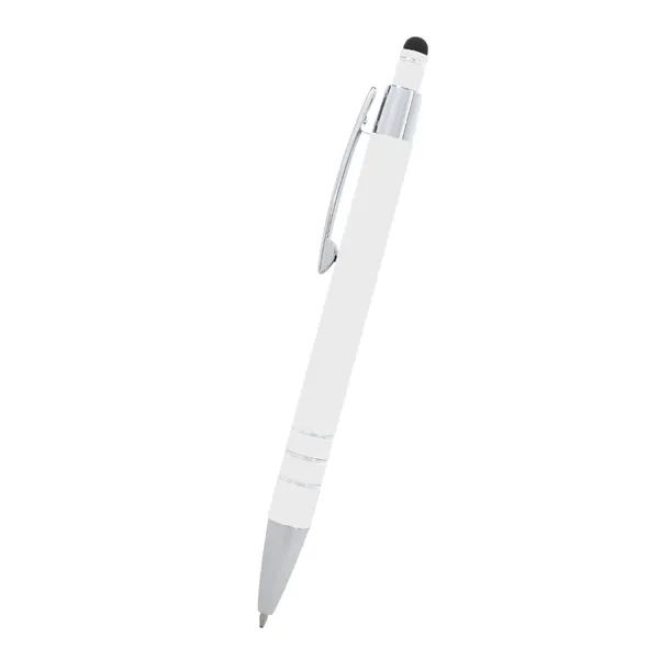 5 1/2" plunger-action pen with rubberized aluminum body and stylus on... from ASI 61125 Hit Promotional Products / Hit®