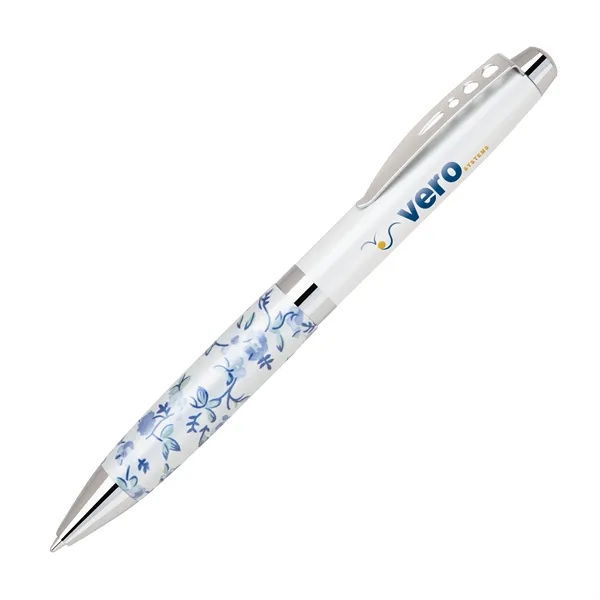 Twist-action heavyweight brass ballpoint pen with chrome clip and accents, pearl... from ASI 68190 Lungsal / Lungsal