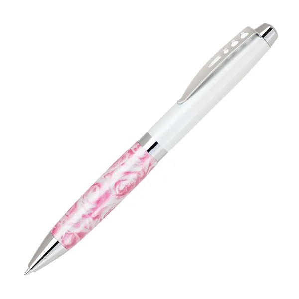 Twist-action heavyweight brass ballpoint pen with chrome clip and accents, pearl... from ASI 68190 Lungsal / Lungsal