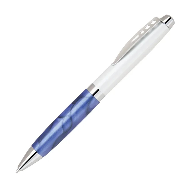 Twist-action heavyweight brass ballpoint pen with chrome clip and accents, pearl... from ASI 68190 Lungsal / Lungsal