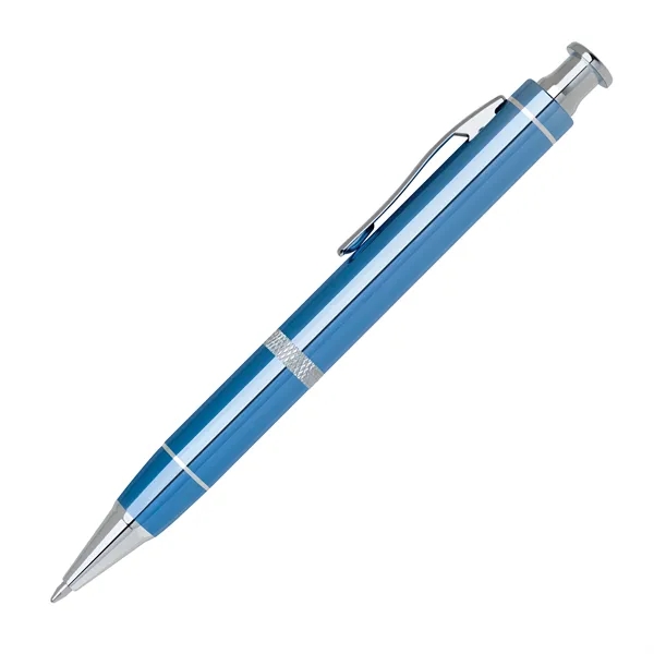 Aluminum click-action ballpoint pen with a diamond cut middle ring and... from ASI 68190 Lungsal / Lungsal