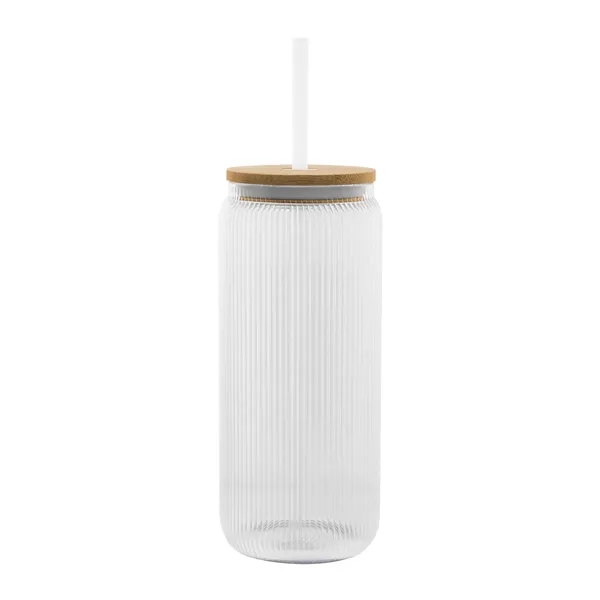 20 oz. ribbed borosilicate glass can with bamboo lid and 9"... from ASI 61125 Hit Promotional Products / Hit®