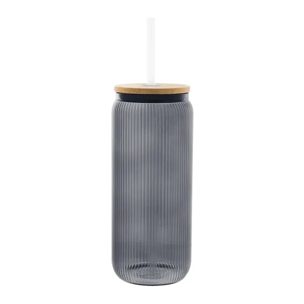 20 oz. ribbed borosilicate glass can with bamboo lid and 9"... from ASI 61125 Hit Promotional Products / Hit®