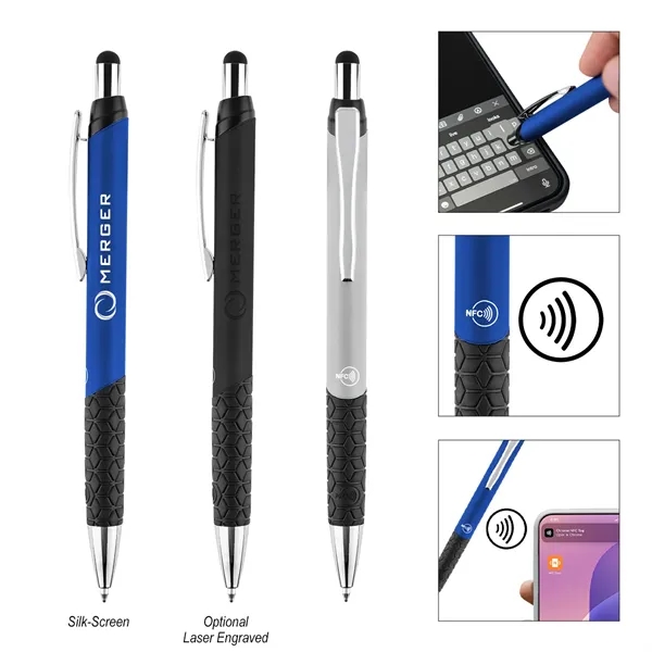 Recycled aluminum ballpoint pen with plunger-action mechanism and NFC-enabled technology.... from ASI 61125 Hit Promotional Products / Hit®