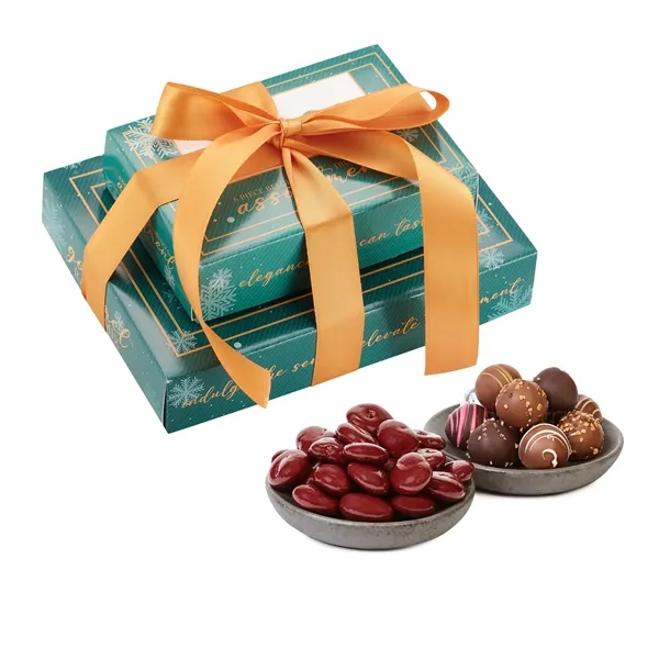 Box of chocolate-covered cherries with an assortment of 12 truffles... from ASI 71685 Midnite Snax®