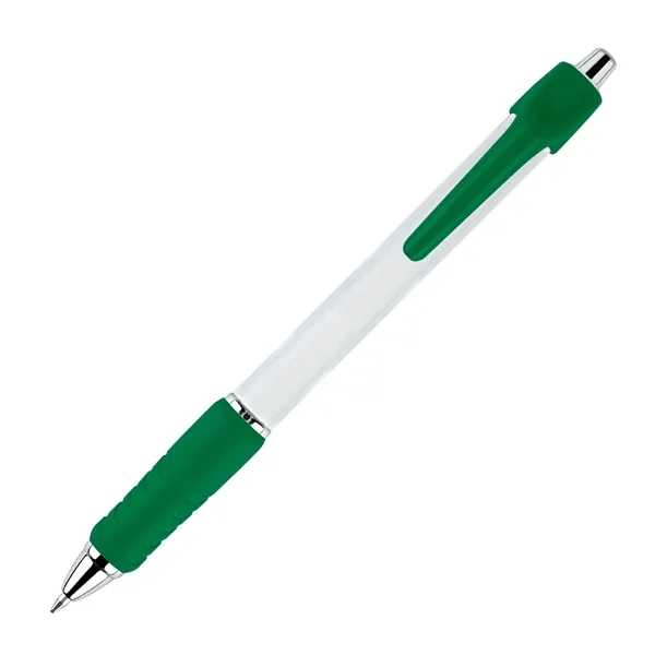 Click action mechanism ballpoint pen with shining metal trims, white body... from ASI 68190 Lungsal / Lungsal