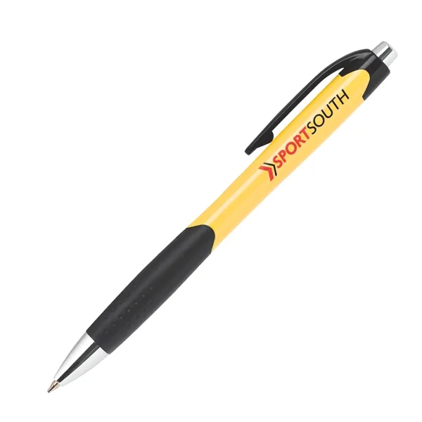 Retractable ballpoint pen with comfort grip and chrome accents.... from ASI 68190 Lungsal / Lungsal