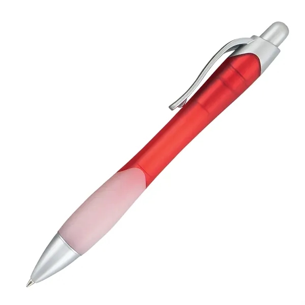 Plunger action ballpoint pen with rubber grip and silver trim.... from ASI 68190 Lungsal / Lungsal