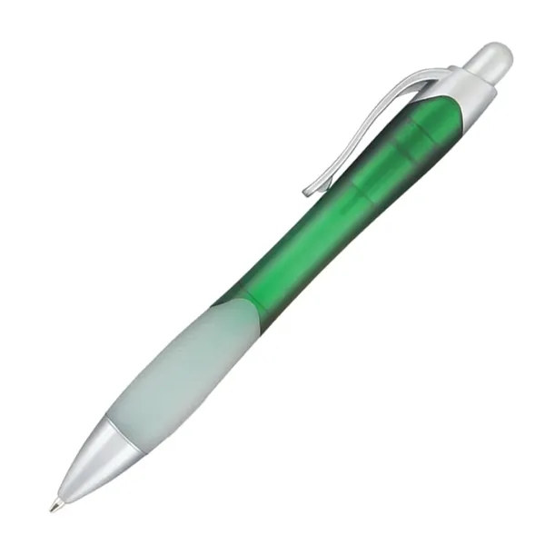 Plunger action ballpoint pen with rubber grip and silver trim.... from ASI 68190 Lungsal / Lungsal