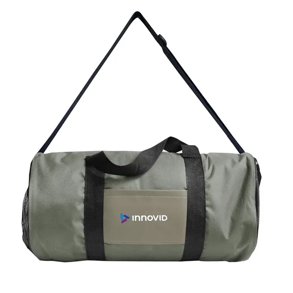 Polyester duffel bag with vinyl pocket, mesh carry handles, adjustable shoulder... from ASI 68507 The Magnet Group / Perfect Line