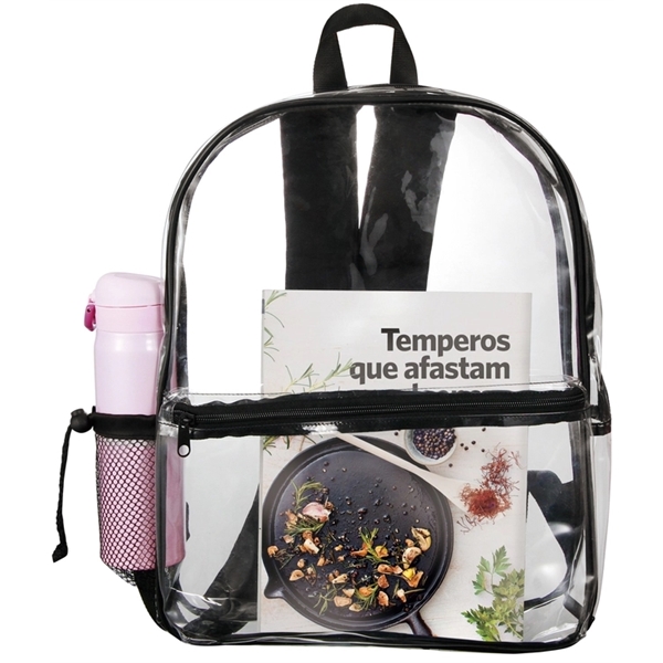 Clear Travel Backpack w/ Front Zippered Pocket and side mesh holder... from ASI 31977 Adline Industries Inc