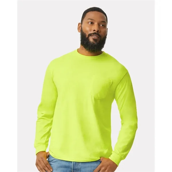 Adult long sleeve t-shirt with a pocket. Blank product.... from ASI 84358 S&S Activewear