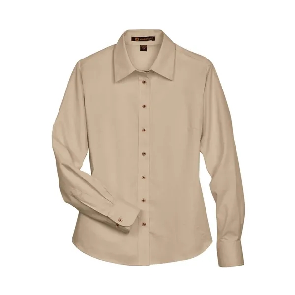 Harriton Women's Easy Blend™ Long-Sleeve Twill Shirt with...... from ASI 84358 S&S Activewear