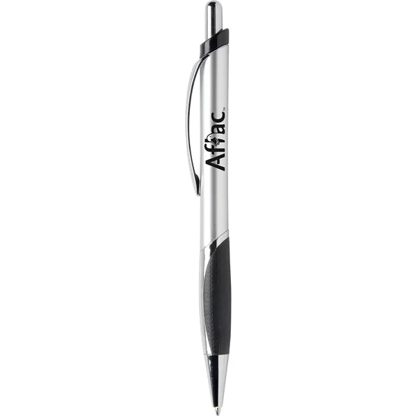 Metallic jewel toned plastic click-action ballpoint pen with chrome accents and... from ASI 61966 HPG / Hub Pen