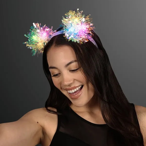 LED Crinkle Tinsel Headband, Pom Pom Ears; Blank Pricing... from ASI 34194 ALightPromos