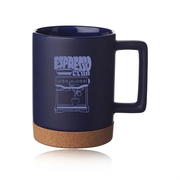 15 oz. ceramic mugs with cork base and square handle design.... from ASI 39552 BEL Promo
