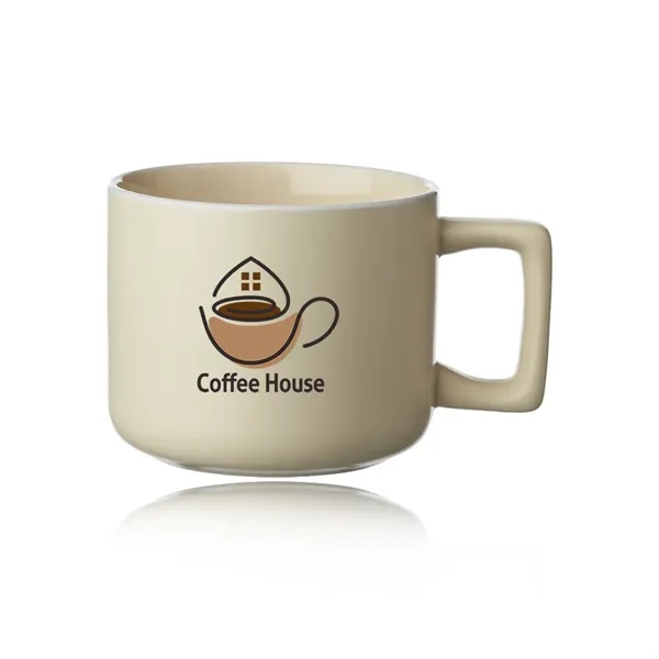 14 oz. ceramic mugs with square handle design, matte exterior, glossy... from ASI 39552 BEL Promo