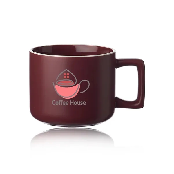 14 oz. ceramic mugs with square handle design, matte exterior, glossy... from ASI 39552 BEL Promo