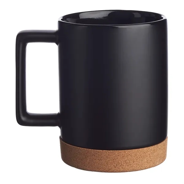 15 oz. ceramic mugs with cork base and square handle design.... from ASI 39552 BEL Promo
