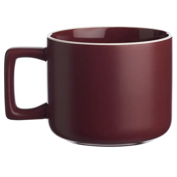 14 oz. ceramic mugs with square handle design, matte exterior, glossy... from ASI 39552 BEL Promo