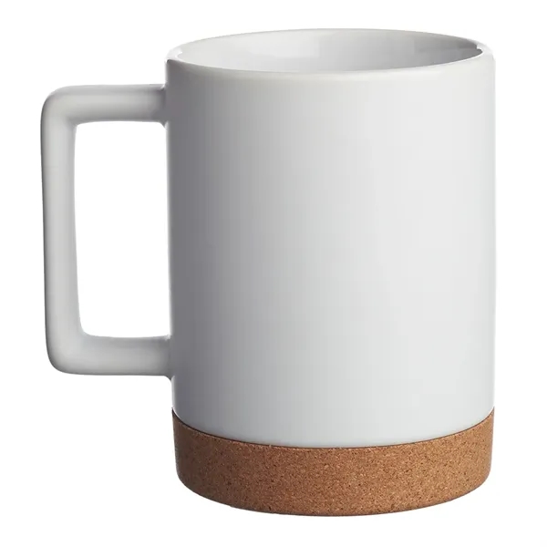 15 oz. ceramic mugs with cork base and square handle design.... from ASI 39552 BEL Promo
