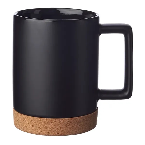 15 oz. ceramic mugs with cork base and square handle design.... from ASI 39552 BEL Promo
