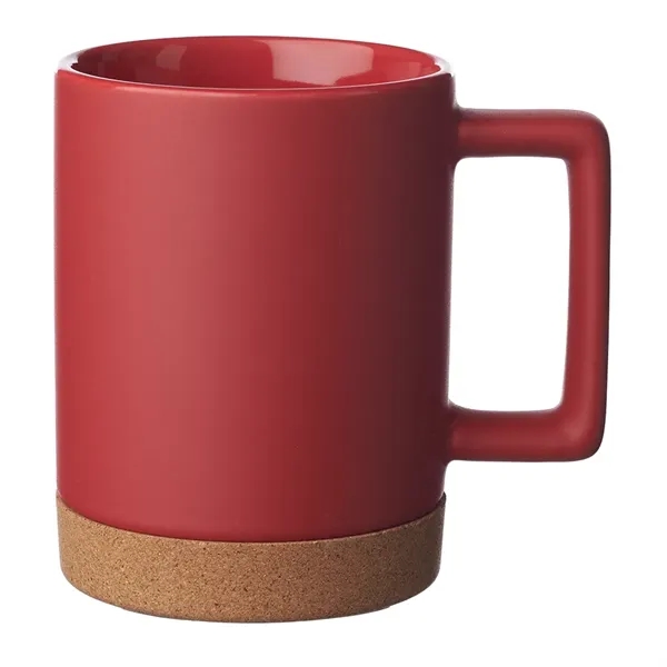 15 oz. ceramic mugs with cork base and square handle design.... from ASI 39552 BEL Promo
