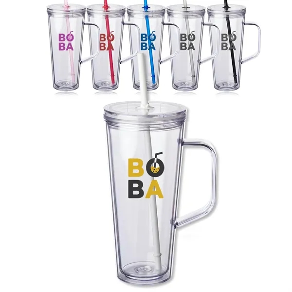 24 oz. insulated plastic tumbler with handle, lid, and straw.... from ASI 39552 BEL Promo